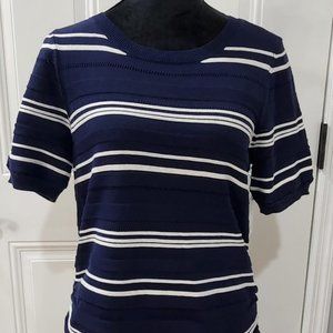 Croft and Barrow - 401 NY-WH Stripe Ruched Side Pullover